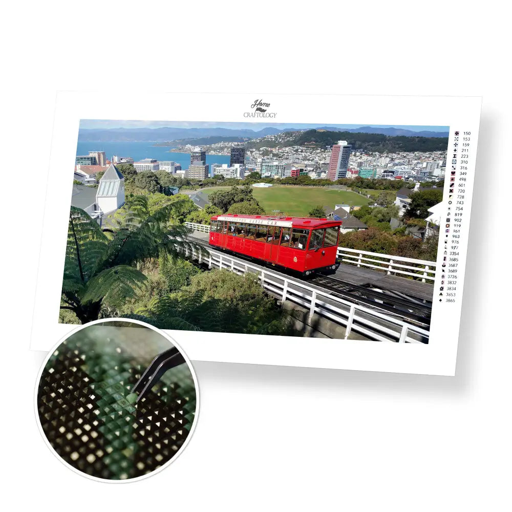 Wellington Cable Car - Premium Diamond Painting Kit - 55x30cm / 22x12’’ / Square (Most Popular) - Diamond Painting Kit