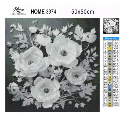 White Flowers - Exclusive Premium Diamond Painting Kit - Diamond Painting Kit