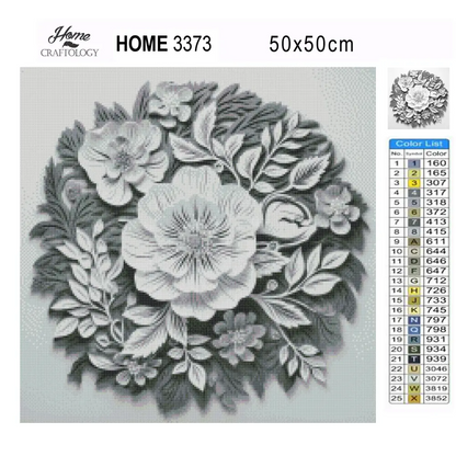 White Flowers with Leaves - Exclusive Premium Diamond Painting Kit - Diamond Painting Kit