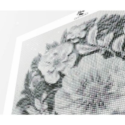 White Flowers with Leaves - Exclusive Premium Diamond Painting Kit - Diamond Painting Kit