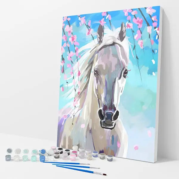 White Horse Kit - Paint By Numbers - 30x40cm / 12x16’’ / No Frame - Paint By Numbers