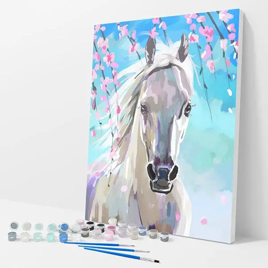 White Horse Kit - Paint By Numbers - 30x40cm / 12x16’’ / No Frame - Paint By Numbers