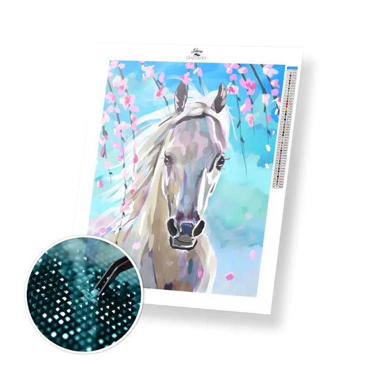 White Horse Painting - Exclusive Premium Diamond Painting Kit - 30x40cm / 12x16’’ / Square (Most Popular) - Diamond