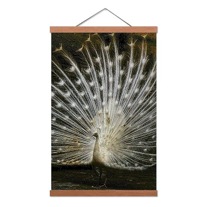 White Peacock with Open Feathers - Premium Diamond Painting Kit - Diamond Painting Kit