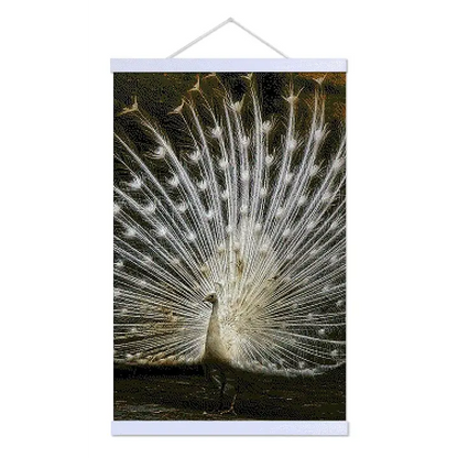 White Peacock with Open Feathers - Premium Diamond Painting Kit - Diamond Painting Kit