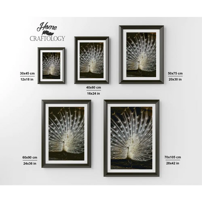 White Peacock with Open Feathers - Premium Diamond Painting Kit - Diamond Painting Kit