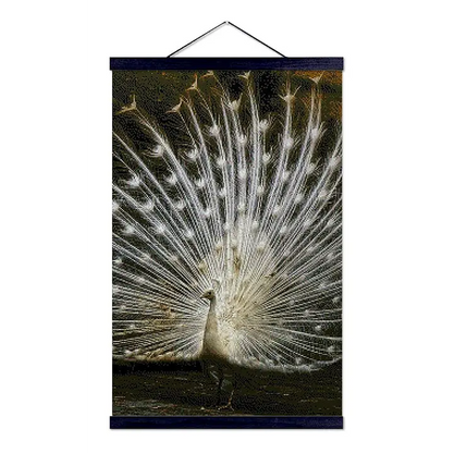 White Peacock with Open Feathers - Premium Diamond Painting Kit - Diamond Painting Kit