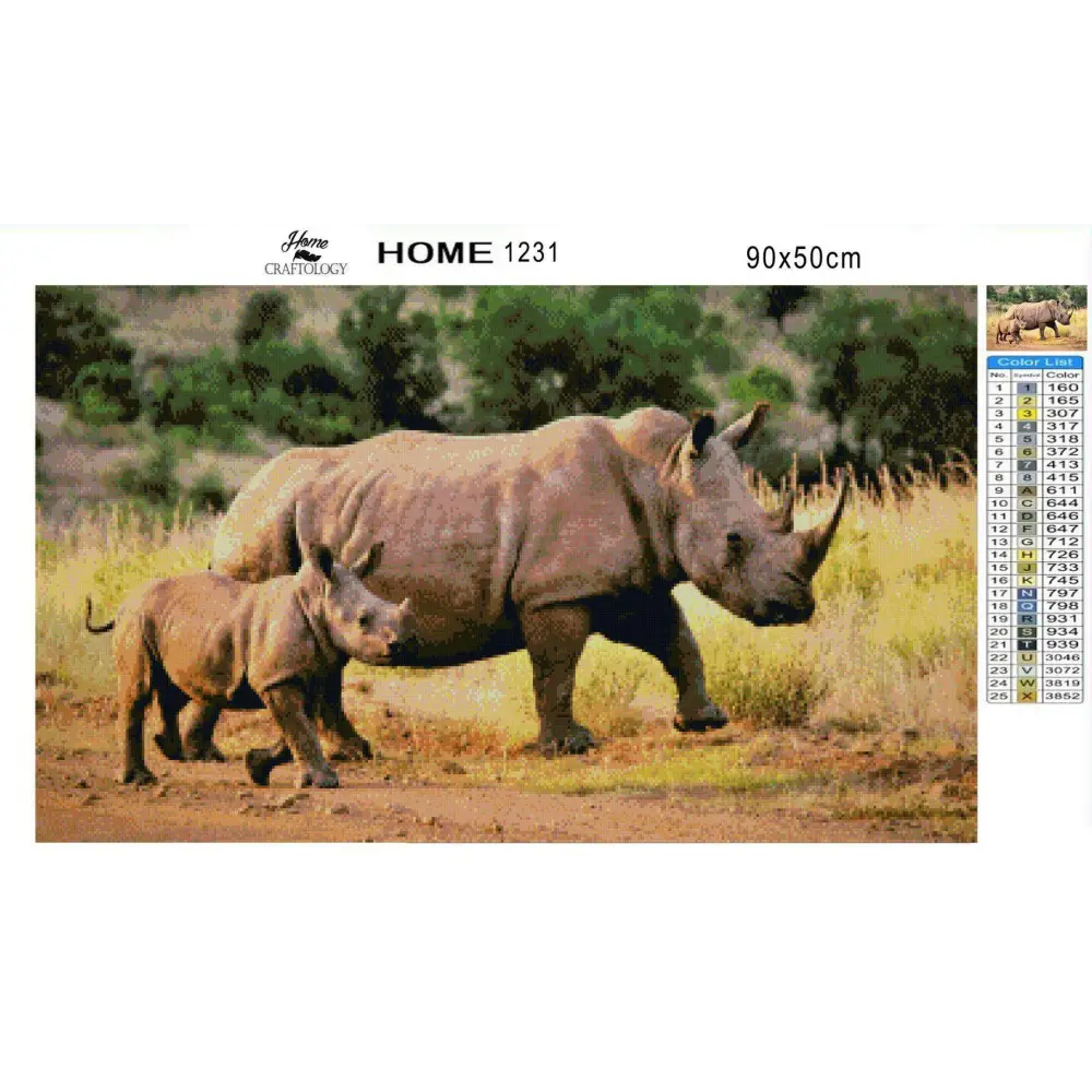 White Rhinos - Diamond Painting Kit - Home Craftology