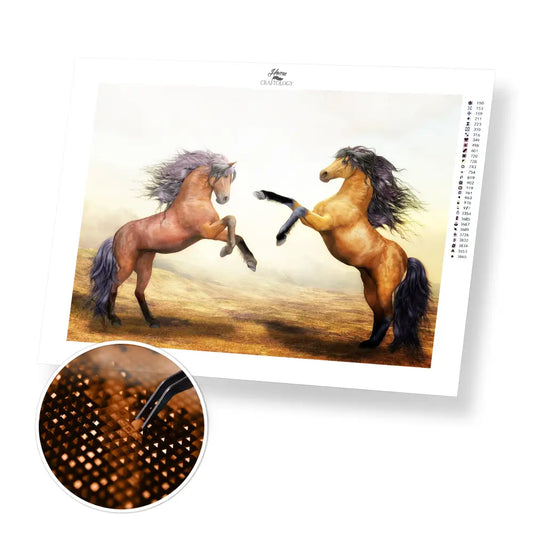 Wild Stallions - Premium Diamond Painting Kit - 25x20cm / 10x8’’ / Square (Most Popular) - Diamond Painting Kit