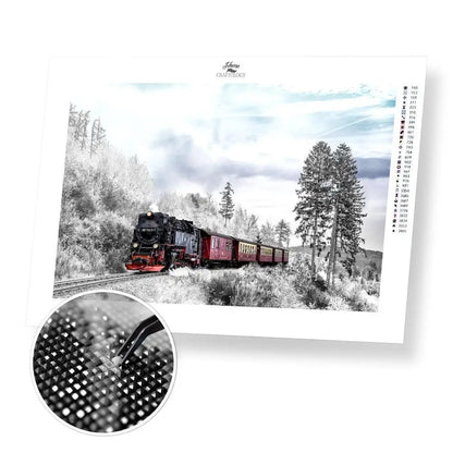 Winter Train - Premium Diamond Painting Kit - 45x30cm / 18x12’’ / Square (Most Popular) - Diamond Painting Kit