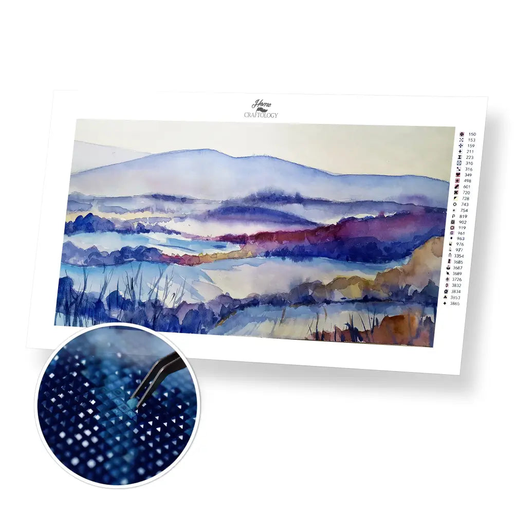 Winter Watercolor Painting - Premium Diamond Painting Kit - 55x30cm / 22x12’’ / Square (Most Popular) - Diamond