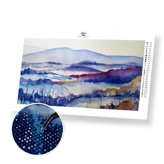 Winter Watercolor Painting - Premium Diamond Painting Kit - 55x30cm / 22x12’’ / Square (Most Popular) - Diamond