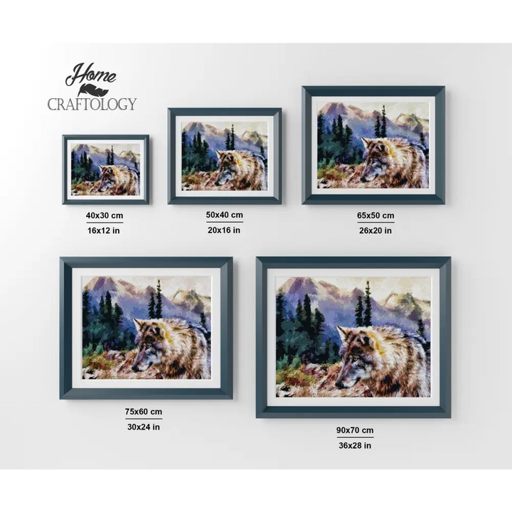 Wolf in the Mountain - Premium Diamond Painting Kit - Diamond Painting Kit