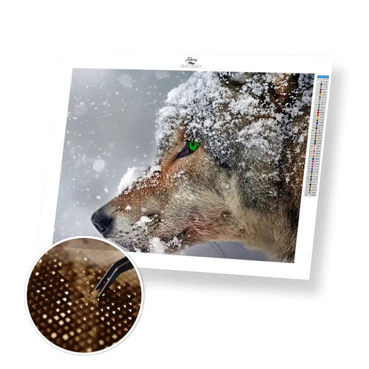 Wolf with Green Eyes - Premium Diamond Painting Kit - 40x30cm / 16x12’’ / Square (Most Popular) - Diamond Painting Kit