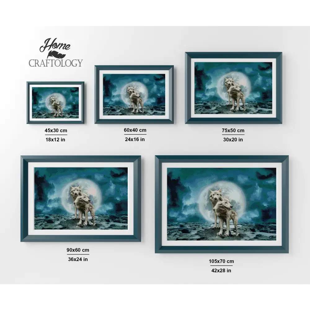 Wolves During Full Moon - Premium Diamond Painting Kit - Diamond Painting Kit