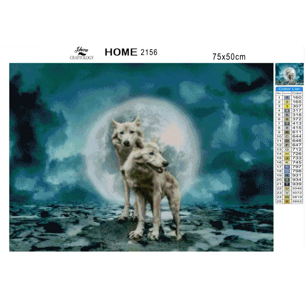 Wolves During Full Moon - Premium Diamond Painting Kit - Diamond Painting Kit