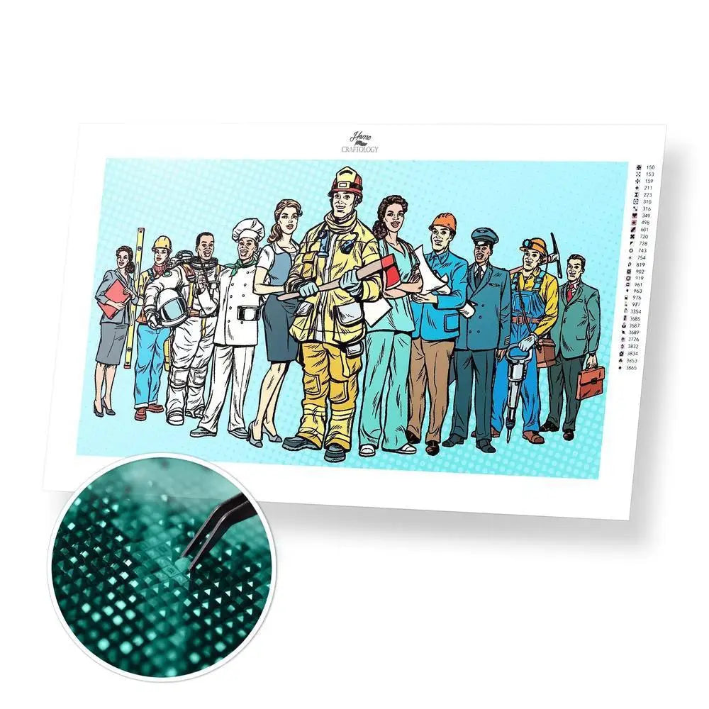 Workers - Premium Diamond Painting Kit - 55x30cm / 22x12’’ / Square (Most Popular) - Diamond Painting Kit