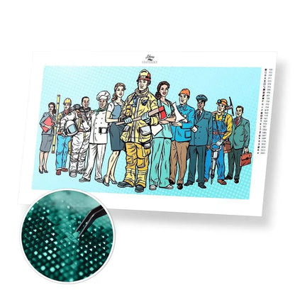Workers - Premium Diamond Painting Kit - 55x30cm / 22x12’’ / Square (Most Popular) - Diamond Painting Kit