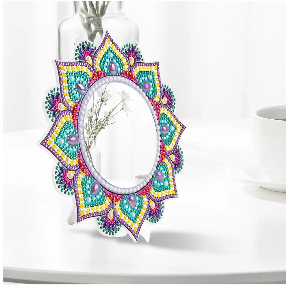 Yellow and Purple Flower - Diamond Painting Mirror - Mirror