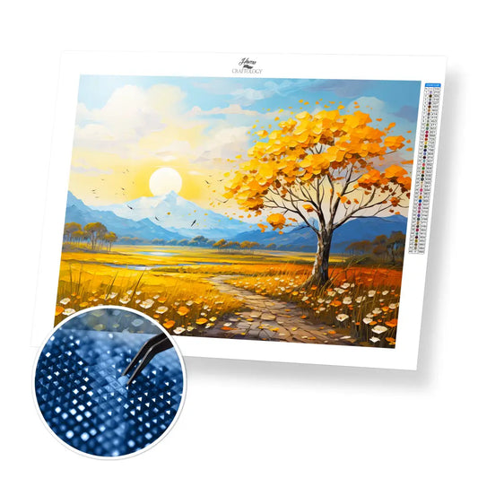 Yellow Tree - Exclusive Premium Diamond Painting Kit - 40x30cm / 16x12’’ / Square (Most Popular) / No Frame - Diamond
