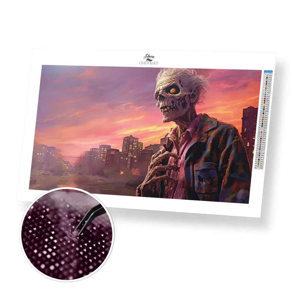 Zombie in the City - Exclusive Premium Diamond Painting Kit - 55x30cm / 22x12’’ / Square (Most Popular) - Diamond