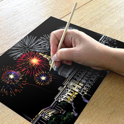 New Year Fireworks Scratch Painting Bundle (A4 Size)