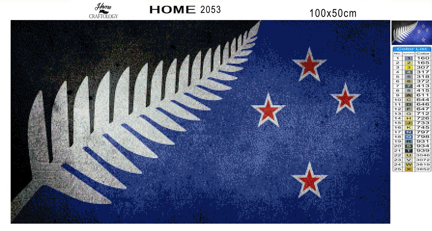 Silver Fern Flag - Premium Diamond Painting Kit