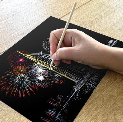 New Year Fireworks Scratch Painting Bundle (A4 Size)