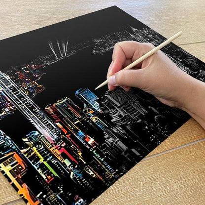 Hongkong Skyline - Scratch Painting Kit