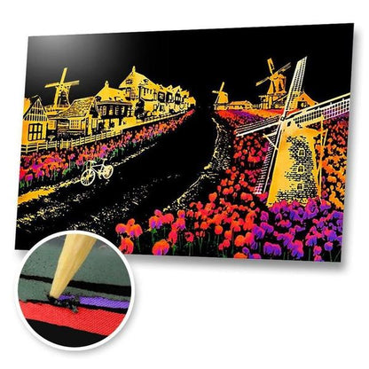 Tulips, Holland - Scratch Painting Kit