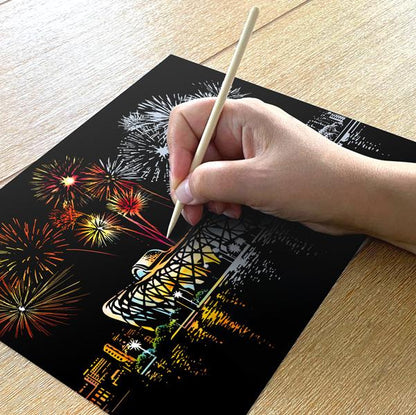 New Year Fireworks Scratch Painting Bundle (A4 Size)