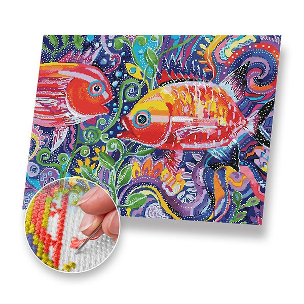 Colorful Fish Kit - Cross Stitch
