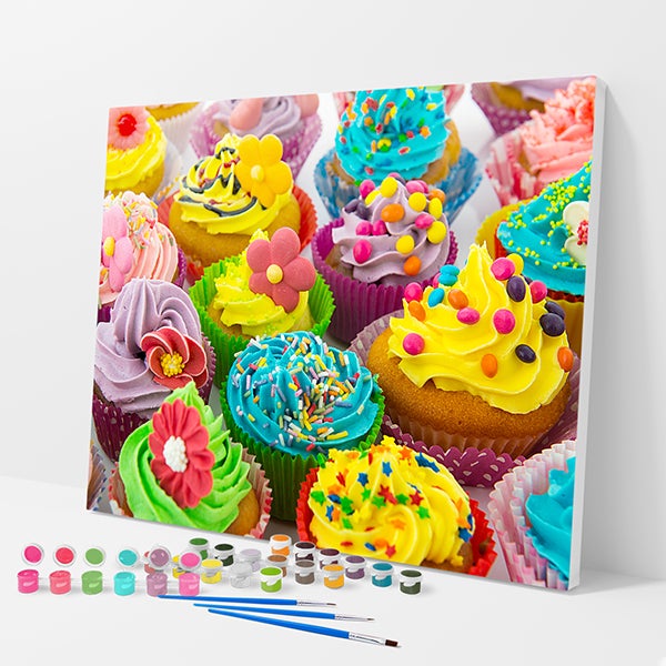 Colorful Cup Cakes Kit - Paint By Numbers