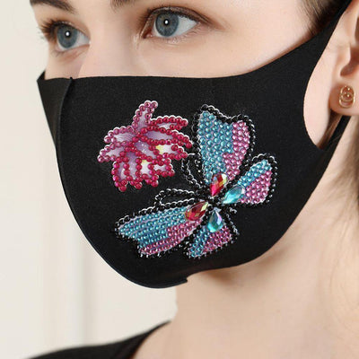 Flower and Butterfly - Diamond Painting Face Mask