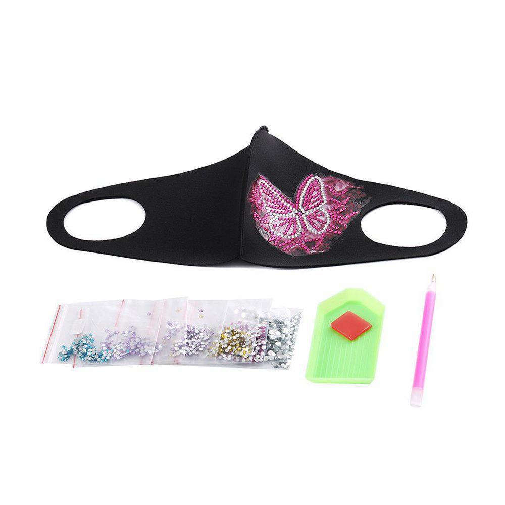 Pink Butterfly - Diamond Painting Face Mask