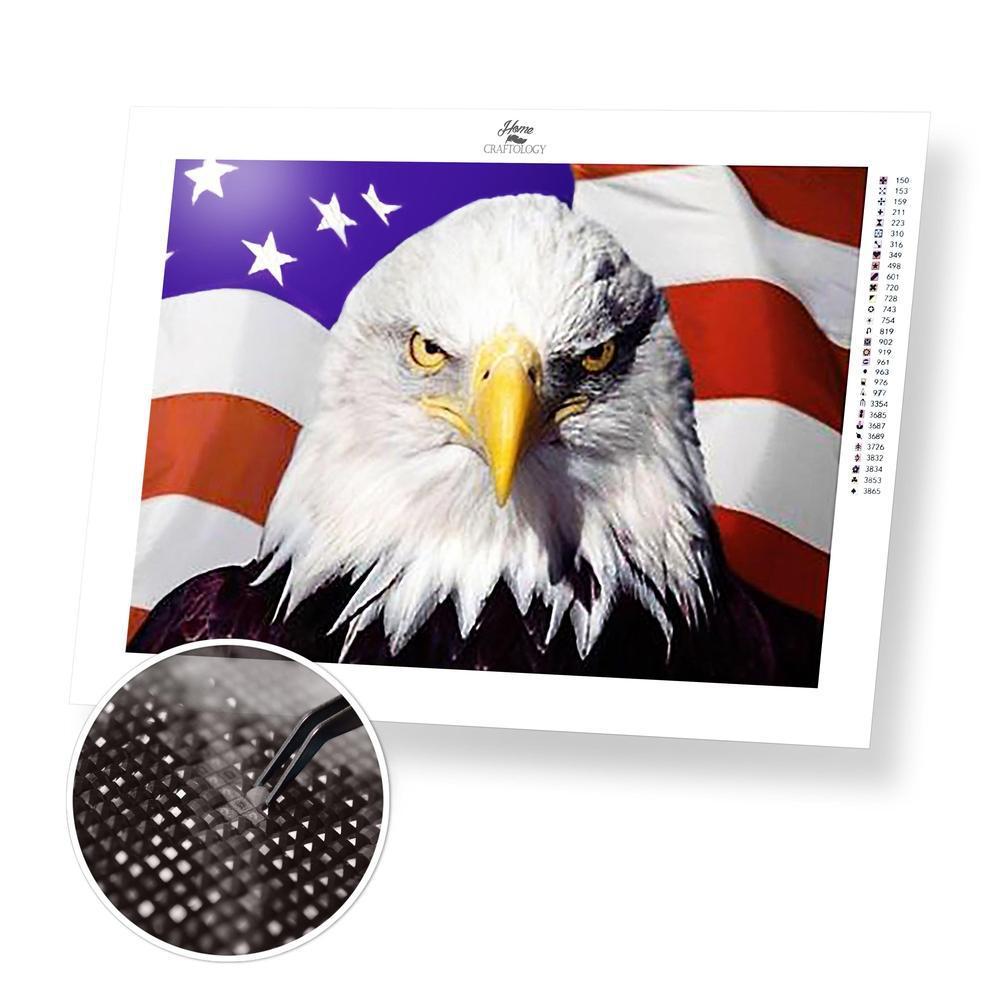 American Flag with Eagle Close-up - Premium Diamond Painting Kit