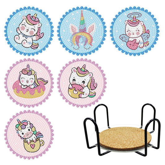 Set of 6 Unicorns - Diamond Painting Coaster