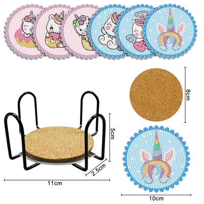 Set of 6 Unicorns - Diamond Painting Coaster
