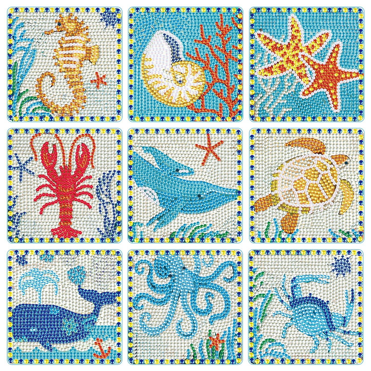 Set of 9 Underwater - Diamond Painting Coaster