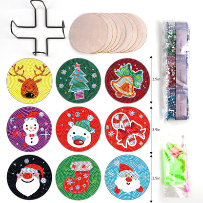 Set of 9 Cute Christmas - Diamond Painting Coaster