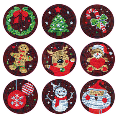 Set of 9 Brown Christmas - Diamond Painting Coaster