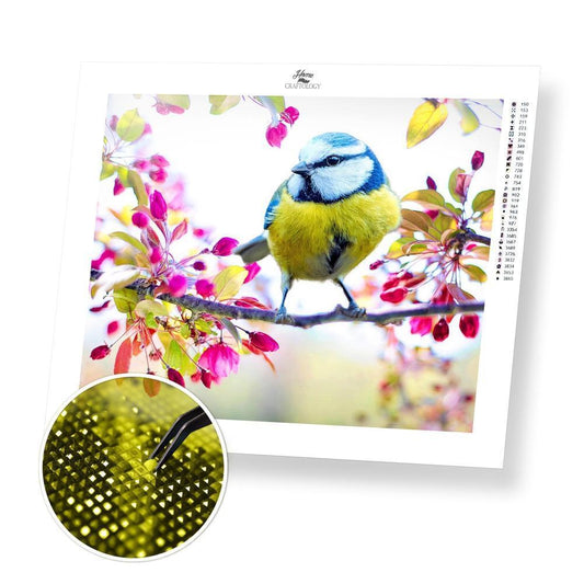 Bird with Flowers - Exclusive Premium Diamond Painting Kit