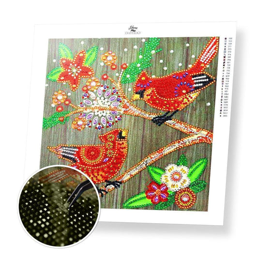 Birds and Flowers Gemstone - Premium 5D Poured Glue Diamond Painting Kit