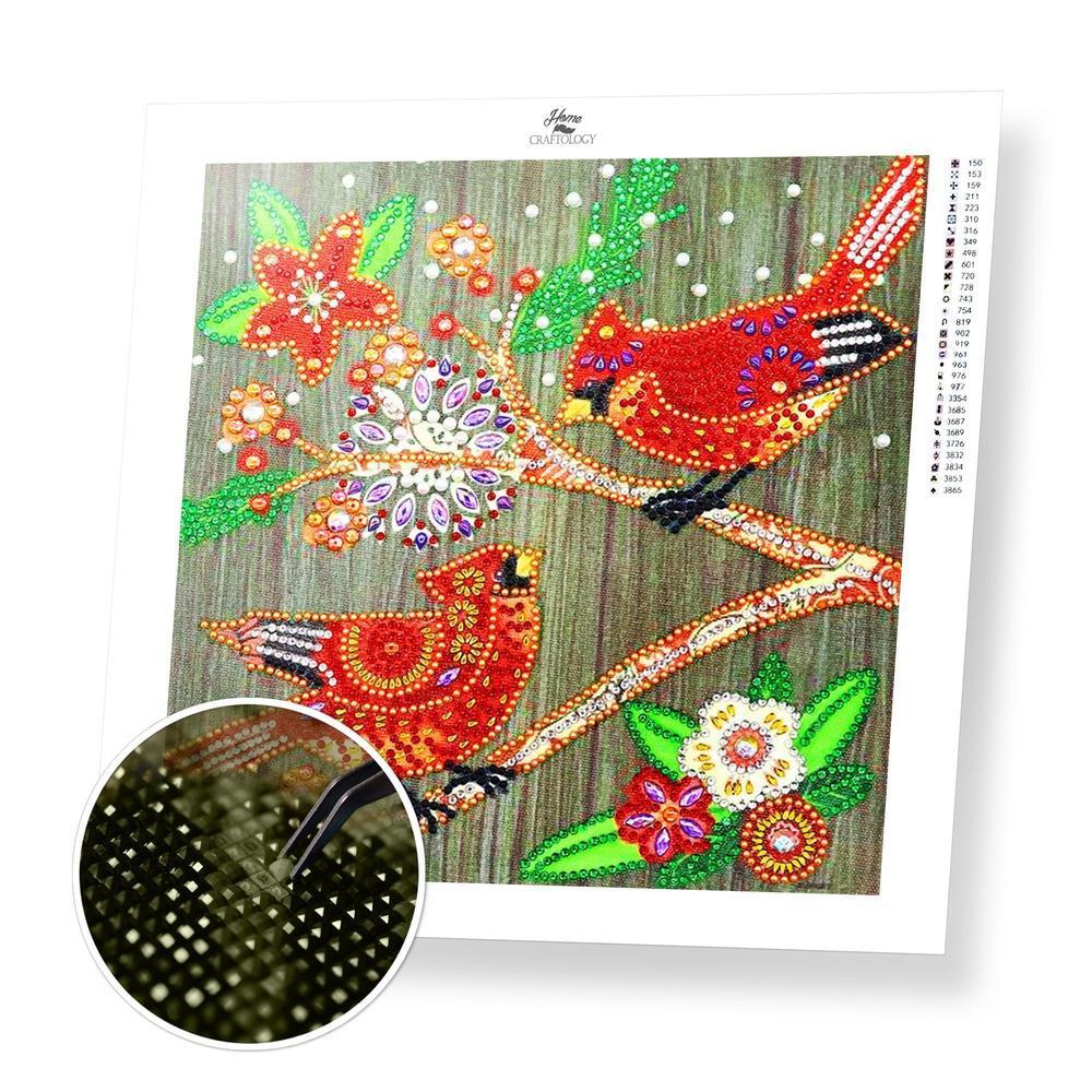 Birds and Flowers Gemstone - Premium 5D Poured Glue Diamond Painting Kit