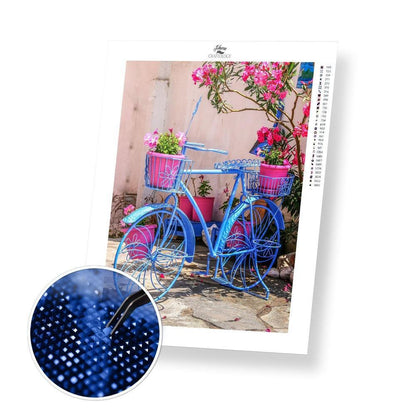 Blue Bike and Flowers - Diamond Painting Kit - Home Craftology