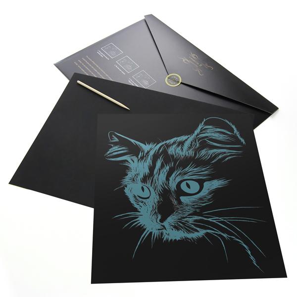 Blue Eyed Cat and Fluffy Kitten Scratch Painting Bundle