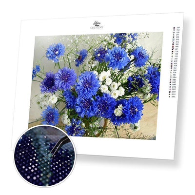 Blue Flowers - Diamond Painting Kit - Home Craftology