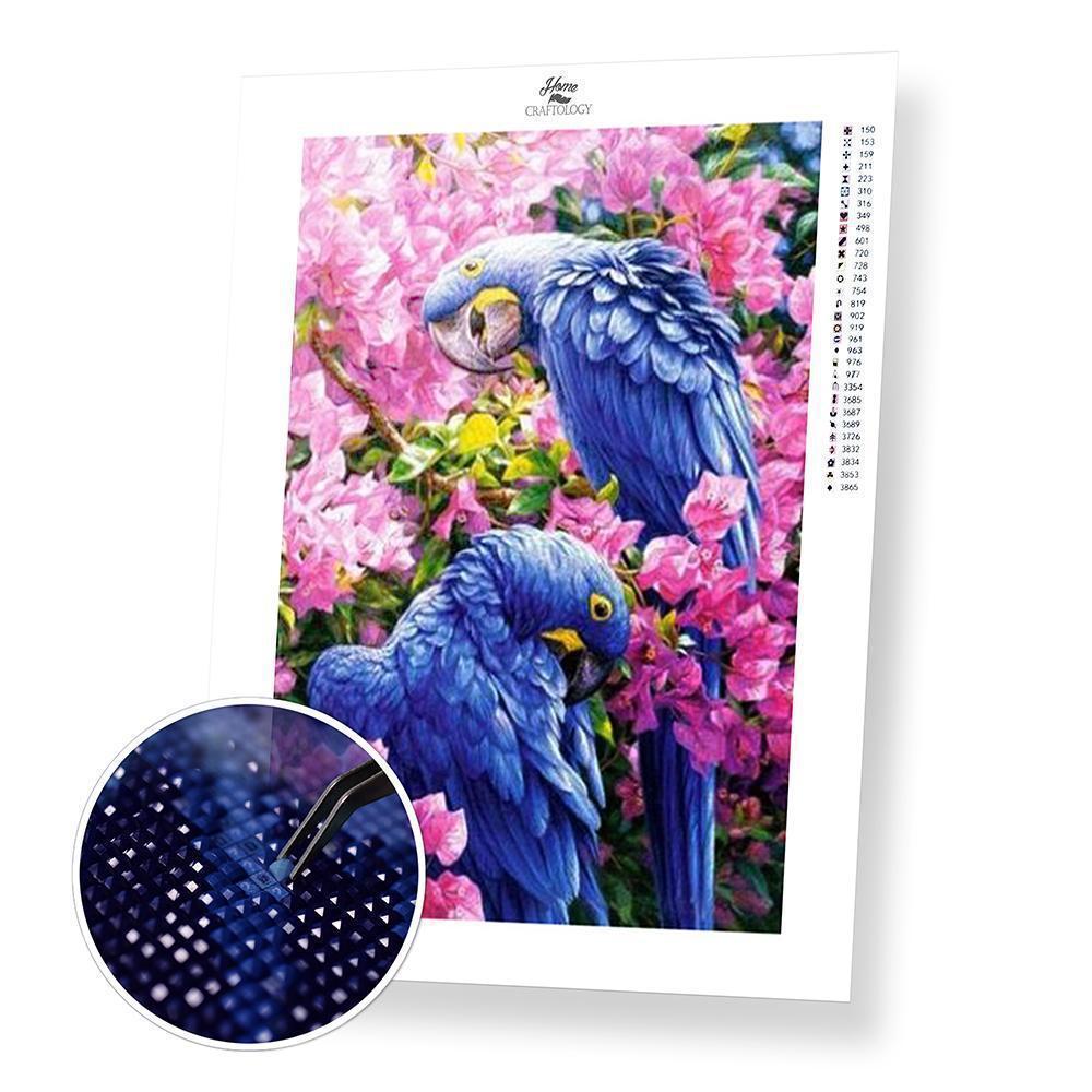 Blue Macaw Birds - Diamond Painting Kit - Home Craftology