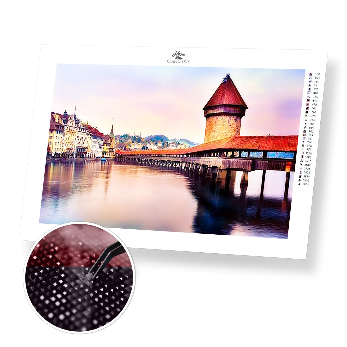 Chapel Bridge in Lucerne - Premium Diamond Painting Kit