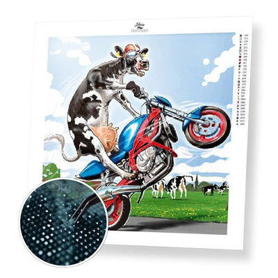 Cow Motorcycling - Diamond Painting Kit - Home Craftology